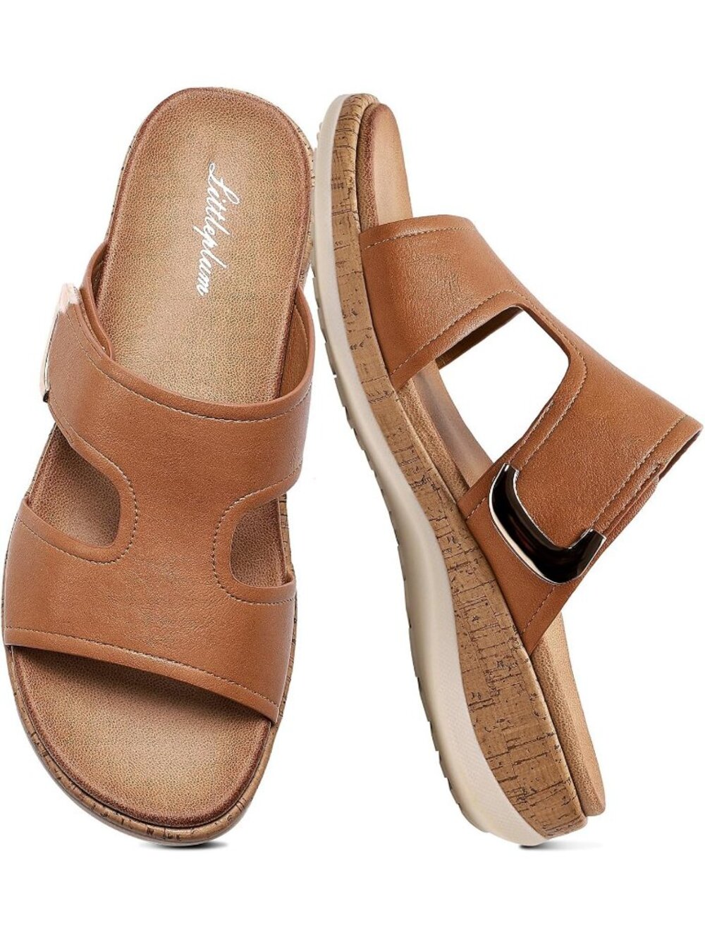 Women's Brown Fashion Arch Support Slides Flip Flop Comfortable Flat Sandals